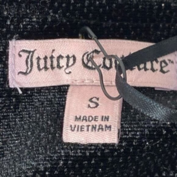 Juicy Couture full zip Jacket 001 black tie size Small New with tags - Picture 8 of 9